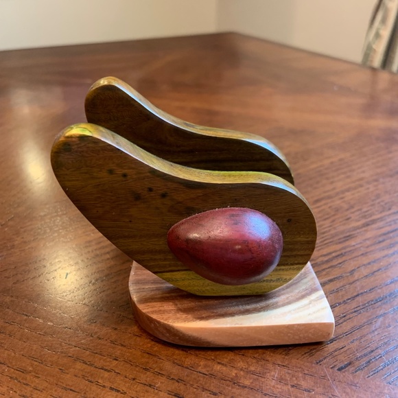 Handmade Wooden Avocados Earthy Small Napkin Holder - Picture 2 of 13